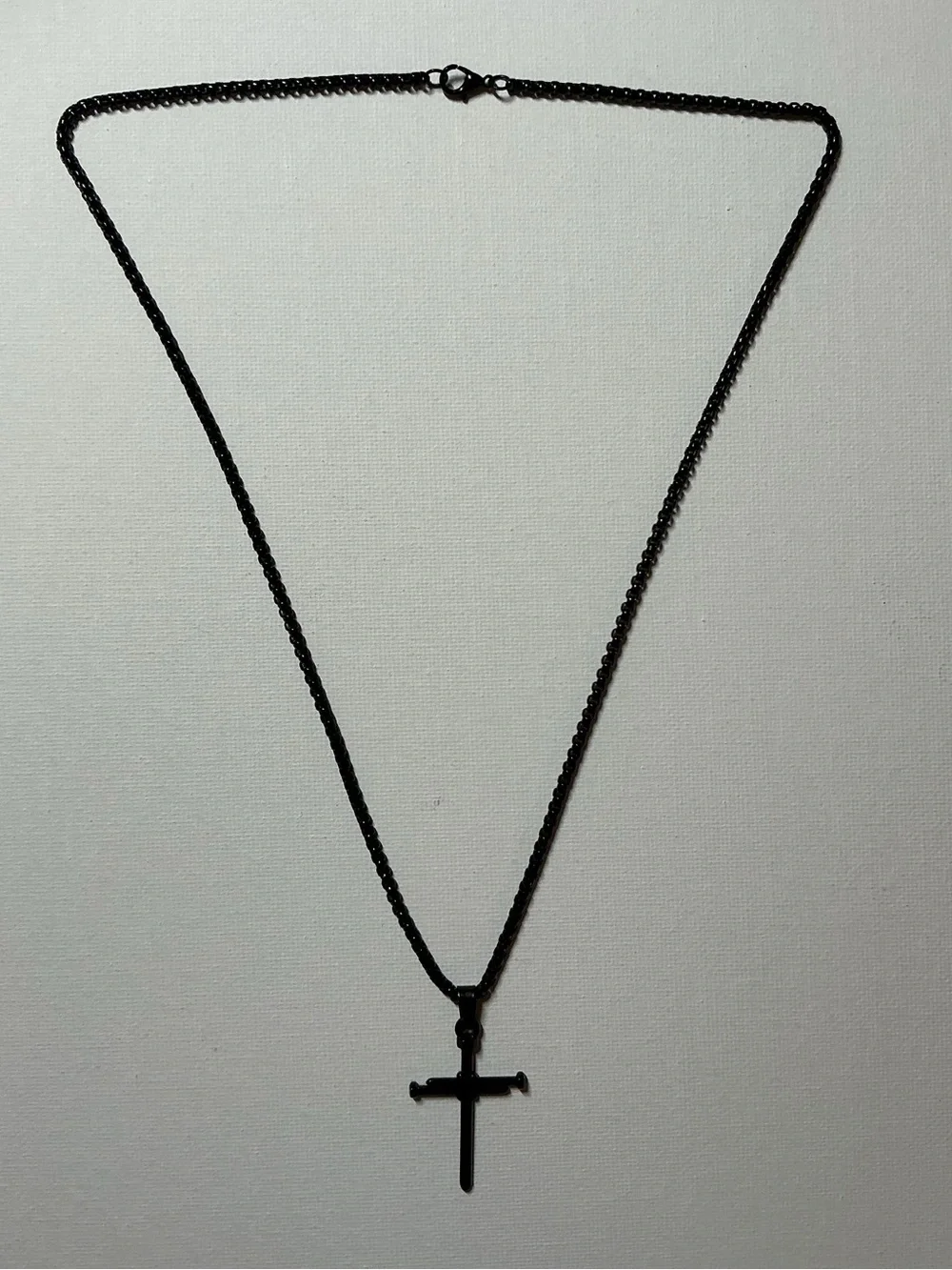 Black Three Nailed Cross Pendant 22” Necklace for Men - nwot
